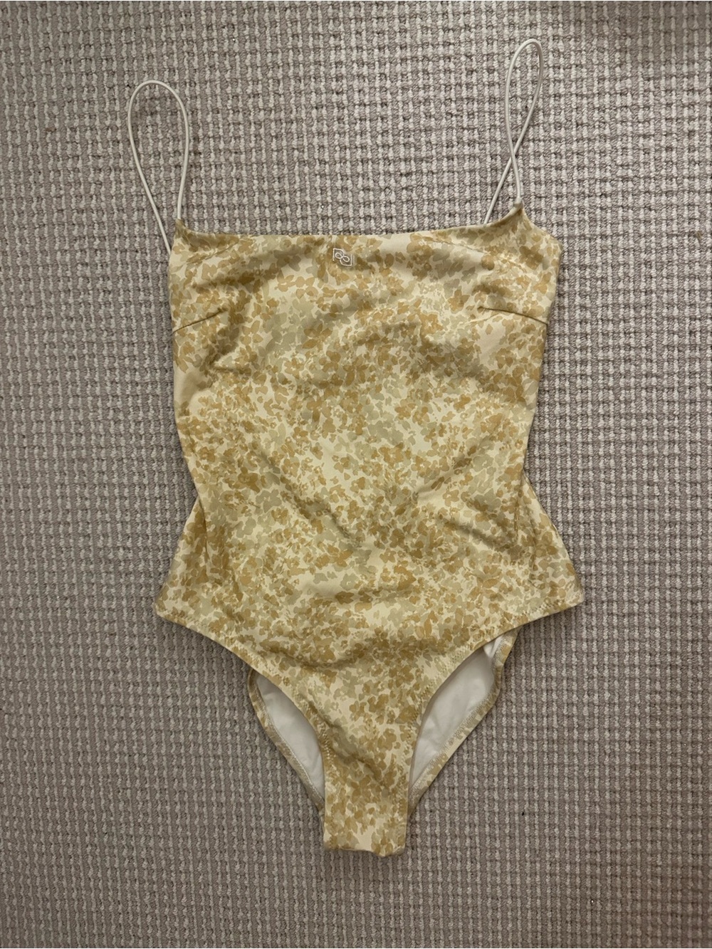 Reformation Yellow Floral One-Piece with Thin Straps